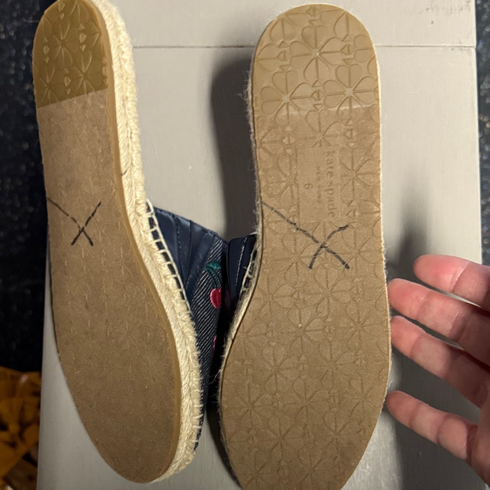 Kate Spade Denim Slippers with Cherry Embroidery - Picture 2 of 2